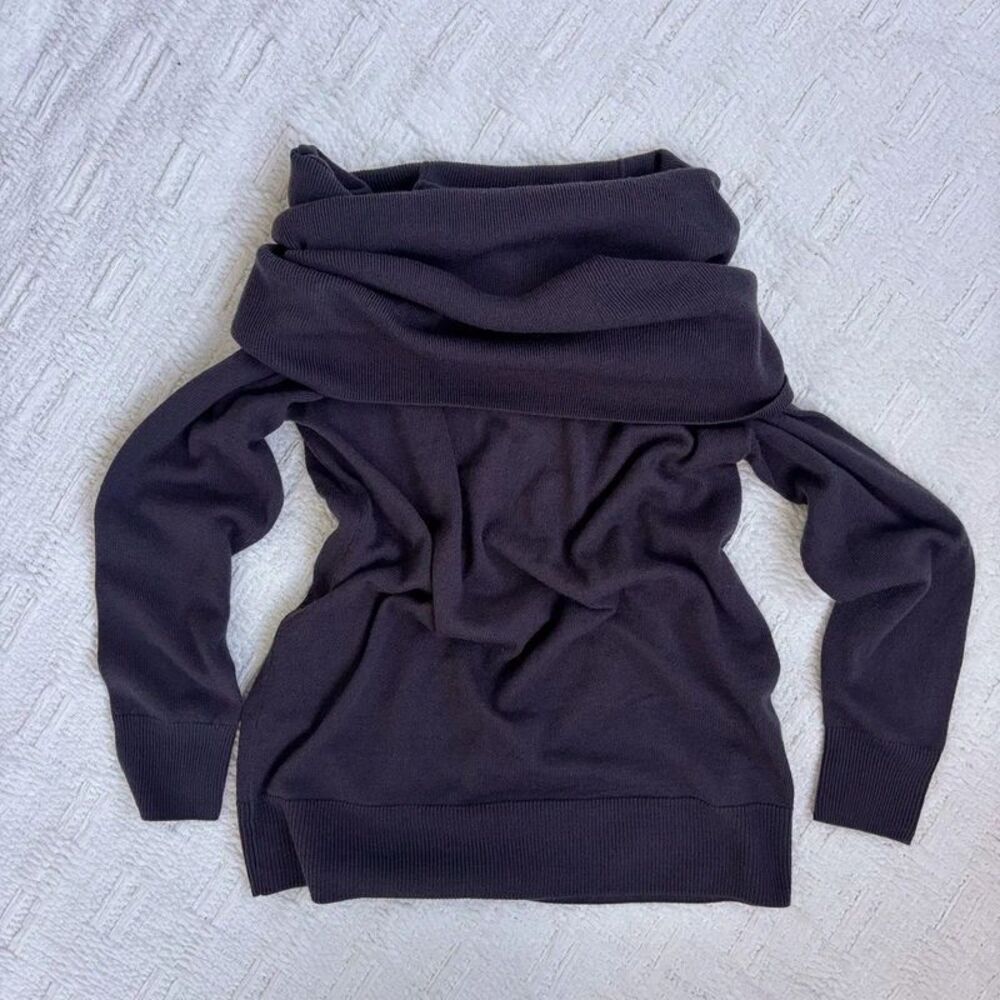 Colleen Lopez Womens S Charcoal Gray Convertible Cowl Neck Off Shoulder Sweater